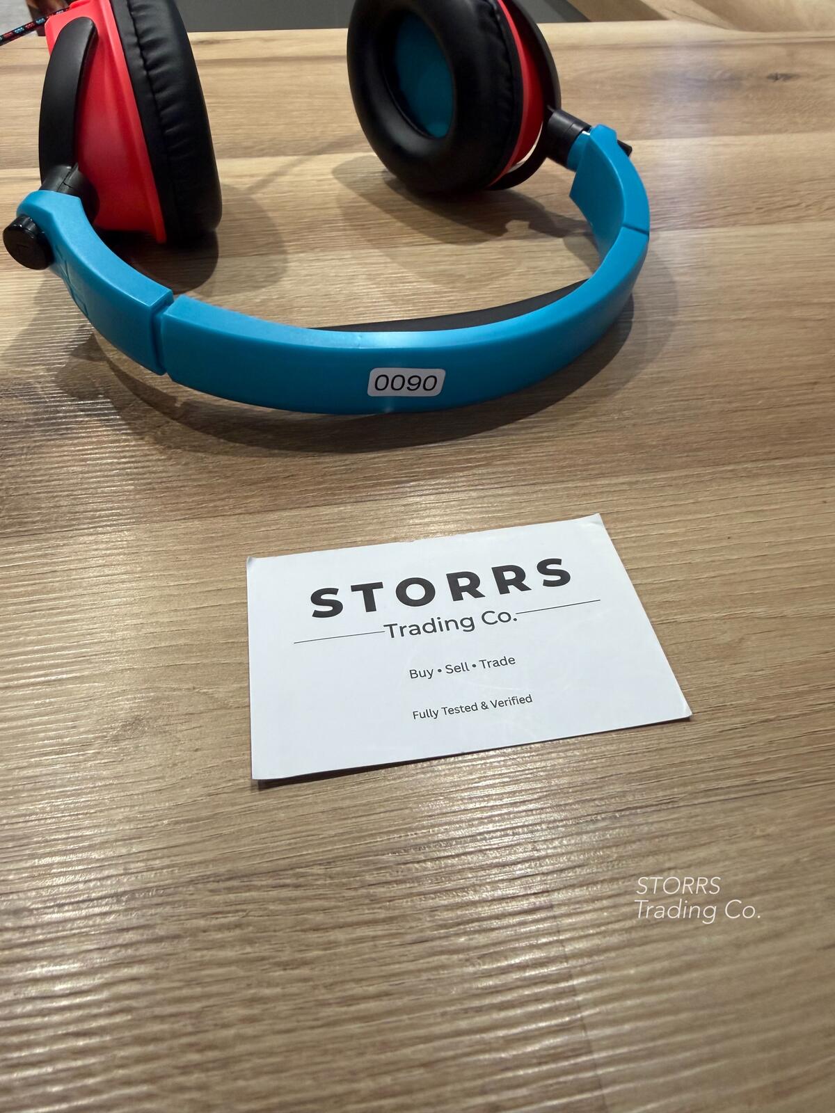 Blue and red headset