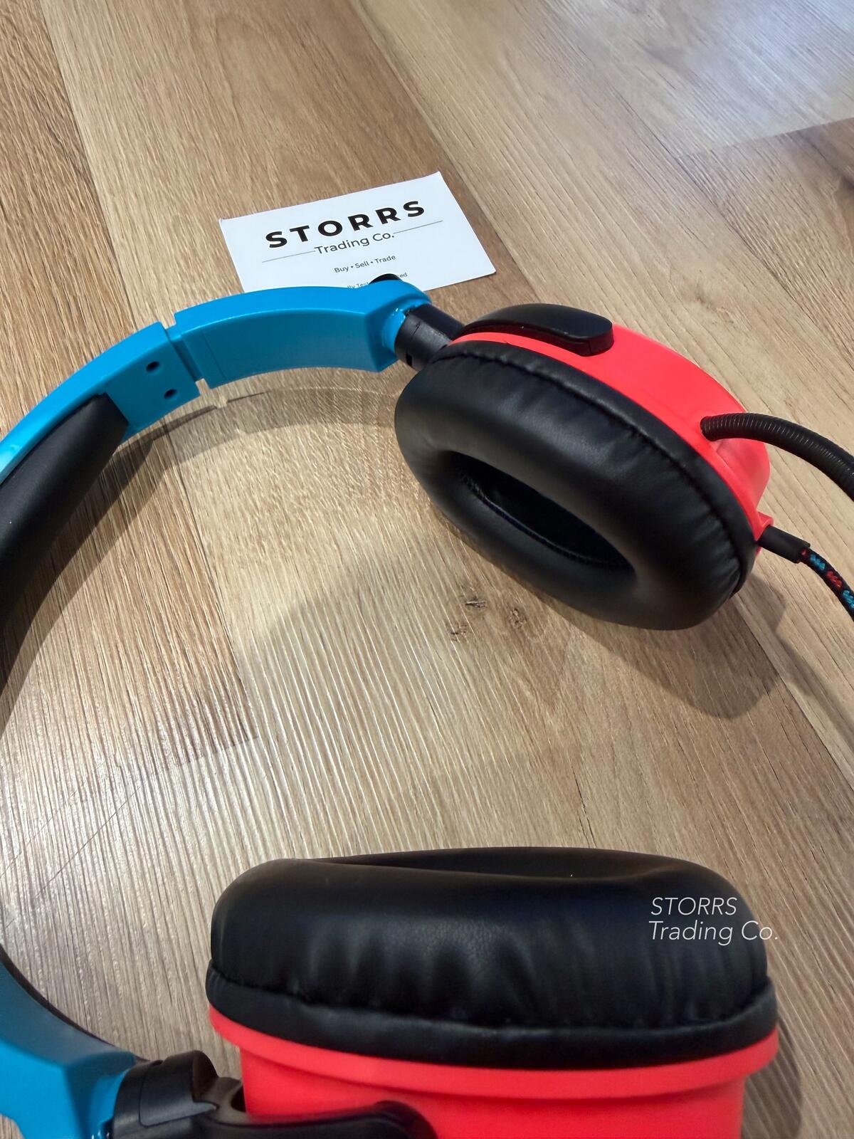 Blue and red headset